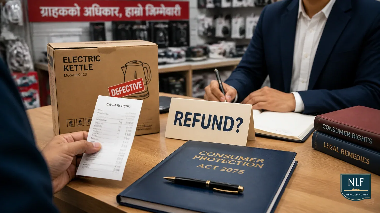 No Refund? Your Rights Under Consumer Protection Act 2075 - Nepal Legal Firm cover image for a legal guide about Consumer Rights Nepal, Refund Policy, Consumer Protection Act.