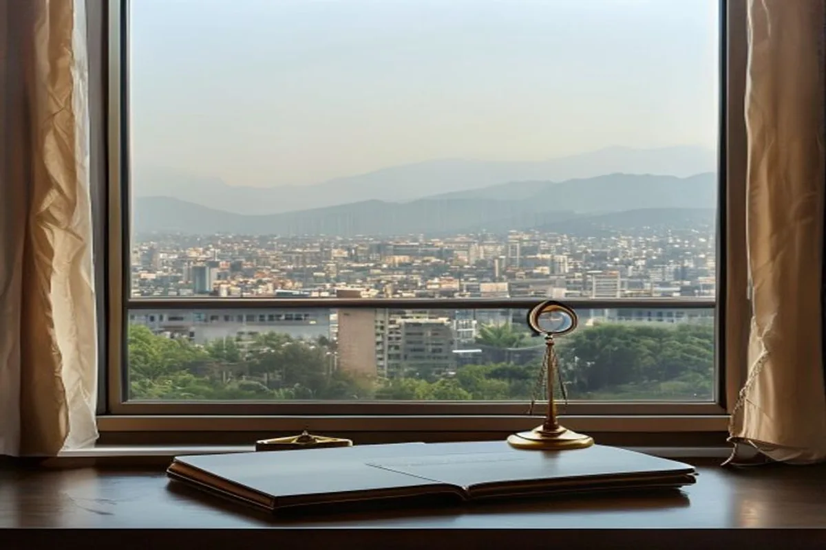 Kathmandu city and hills viewed from a Nepal Legal Firm office window
